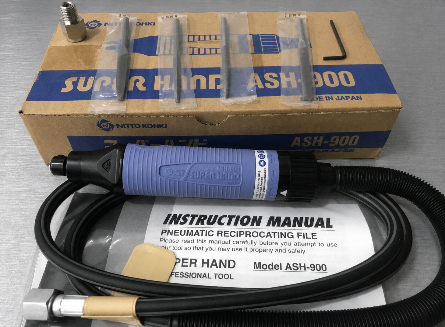 Напильник Nitto Kohki SUPER HAND ASH-900 пневматический. For filling, chamfering,Portable fine finishing file. Инструменты оборудование мастерской шлифовальные машинки, станки